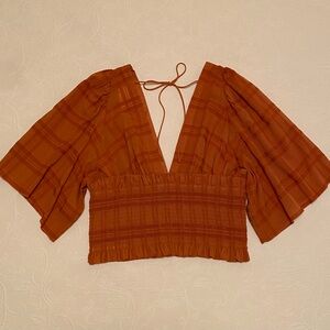 Plaid Rust Anthropologie blouse